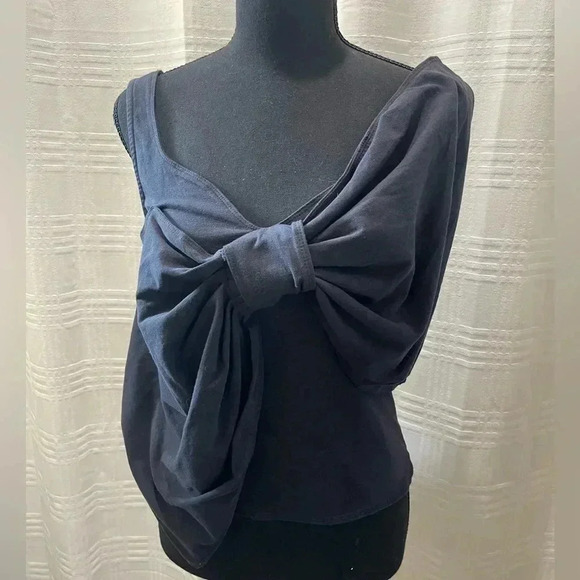 NWOT Free People big bow black cotton shirt - Picture 2 of 8